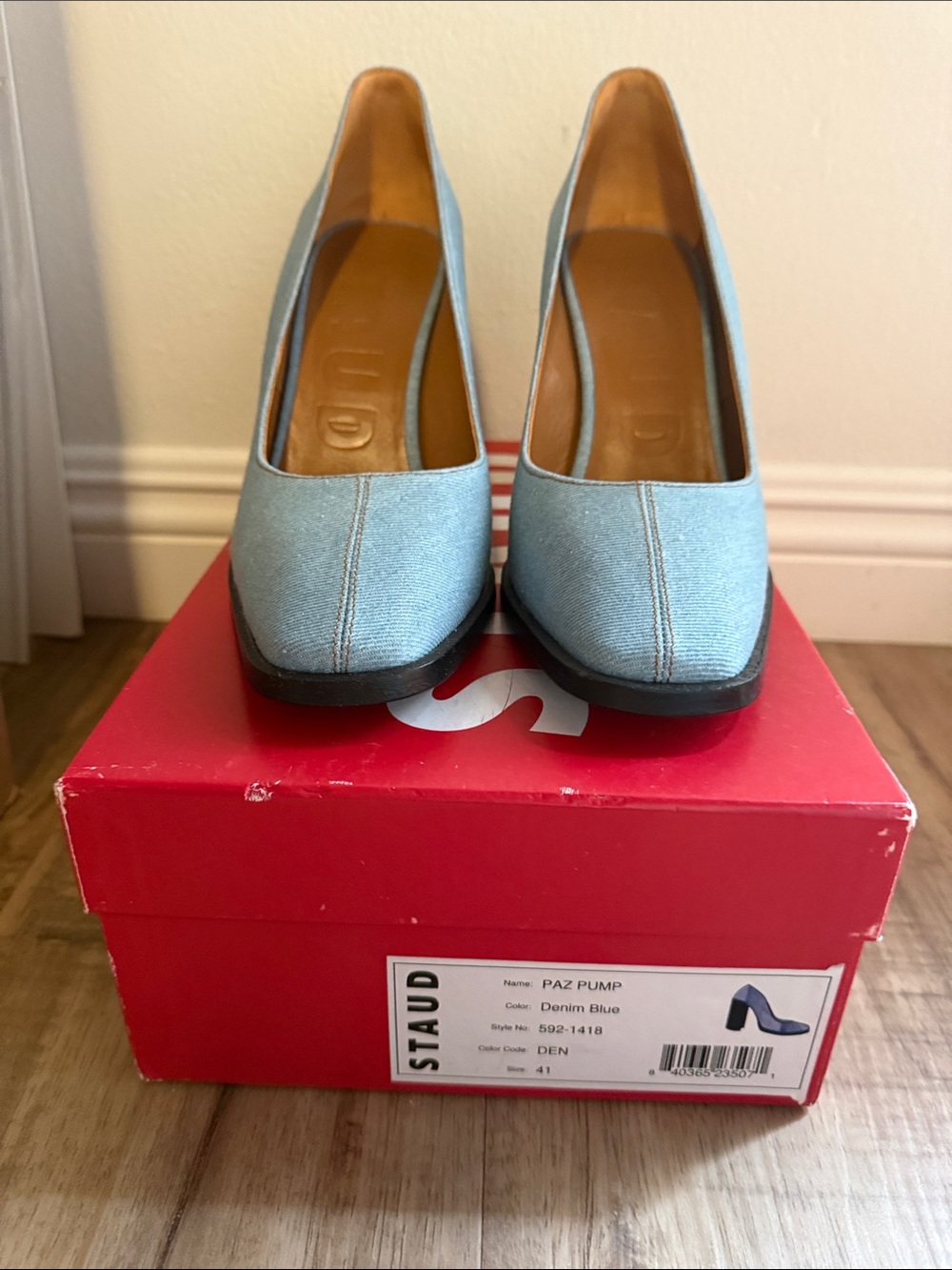 STAUD - Paz Denim Blue Square Toe Pump - Size 41 / 10.5 - NWT